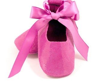 Pink Princess Baby Ballet Flats: Aurora Shoes, Flower Girl Shoes