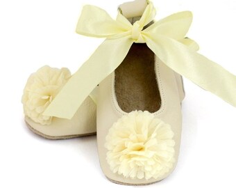 Cream / ivory ballet flats, flower girl shoes, baby wedding shoes, baby shower gift, birthday shoes, baby and toddler girl shoes