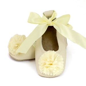 Cream / ivory ballet flats, flower girl shoes, baby wedding shoes, baby shower gift, birthday shoes, baby and toddler girl shoes
