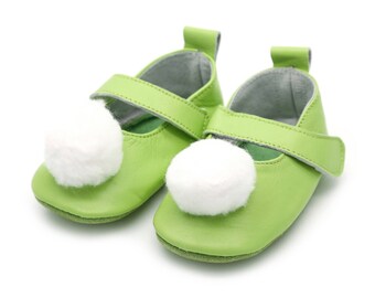 Baby Bowtie Pompom Faux Fur Puff Ball Anti-slip Slipper Socks Shoes Boots Shan