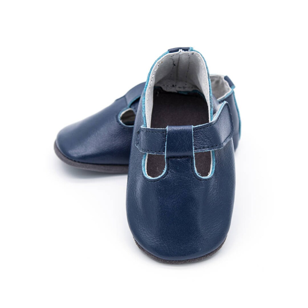 Tstrap Blue Baby Shoes, Boy or Girl, Baby Shower Gift, Toddler Leather