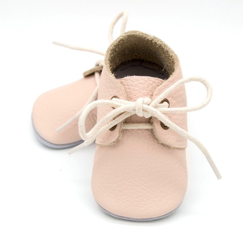 Light pink leather Oxford Moccasins for Girls