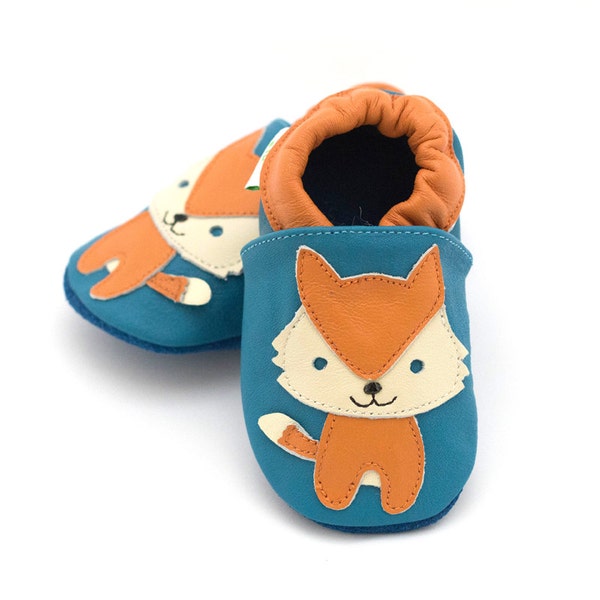 Fox baby shoes for baby boy, leather baby shoes, baby slippers, crib shoes, baby booties, baby shower gift
