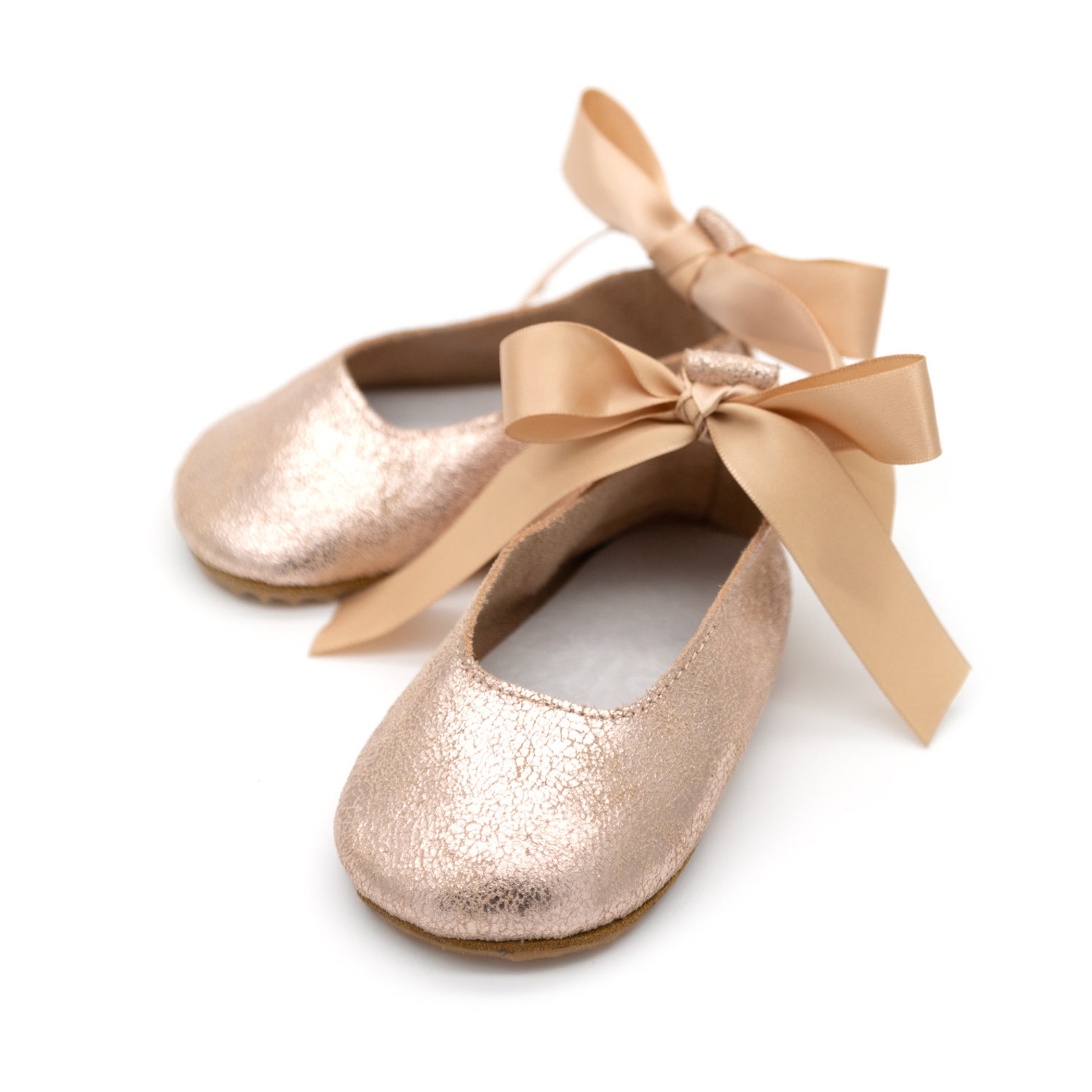 rose gold flower girl shoes