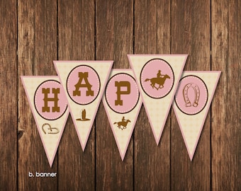 Cowgirl Theme Birthday Party - Personalized Banner Printable