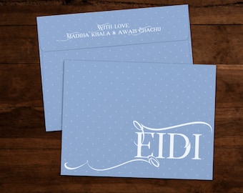 Eidi Envelopes, Eid Money Envelopes, Eid Mubarak Envelopes - Pack of 10 - Wedgewood