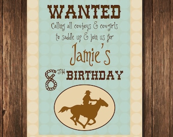 Cowboy Theme Birthday Party - Personalized 7.5x10 Welcome Poster Printable
