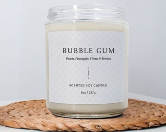 Bubble Gum Soy Wax Candle | Scented Soy Candle | Vegan Certified Non-toxic Gift, Natural Soy Candles
