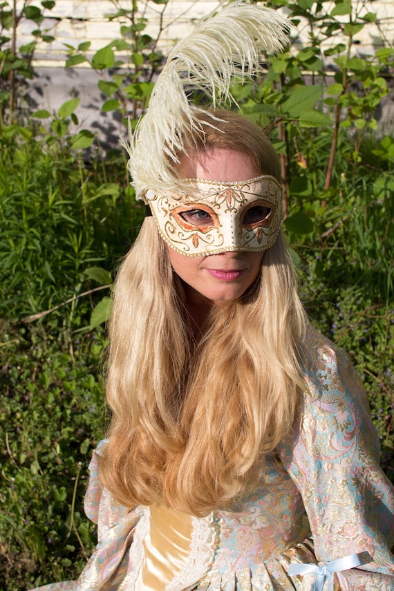 Mask, Masquerade Mask, Venetian-style Mask, Pink Mask, Feather