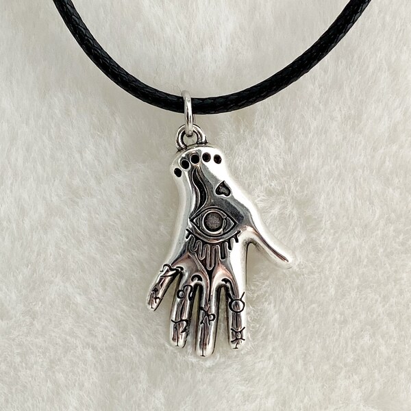 Witchy Hand Necklace, Black Cord Necklace, Hand Charm Necklace, Gothic Necklace, Gift for Her, Alternative Jewelry, Spiritual Jewelry, S420