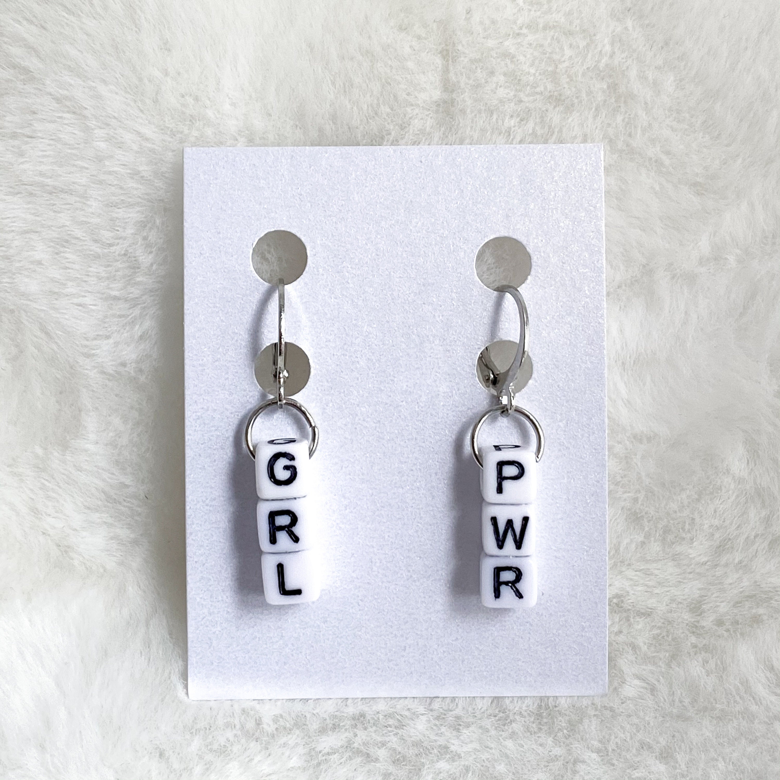 Girl Power Earrings Huggie Hoop Earrings Text Earrings Etsy