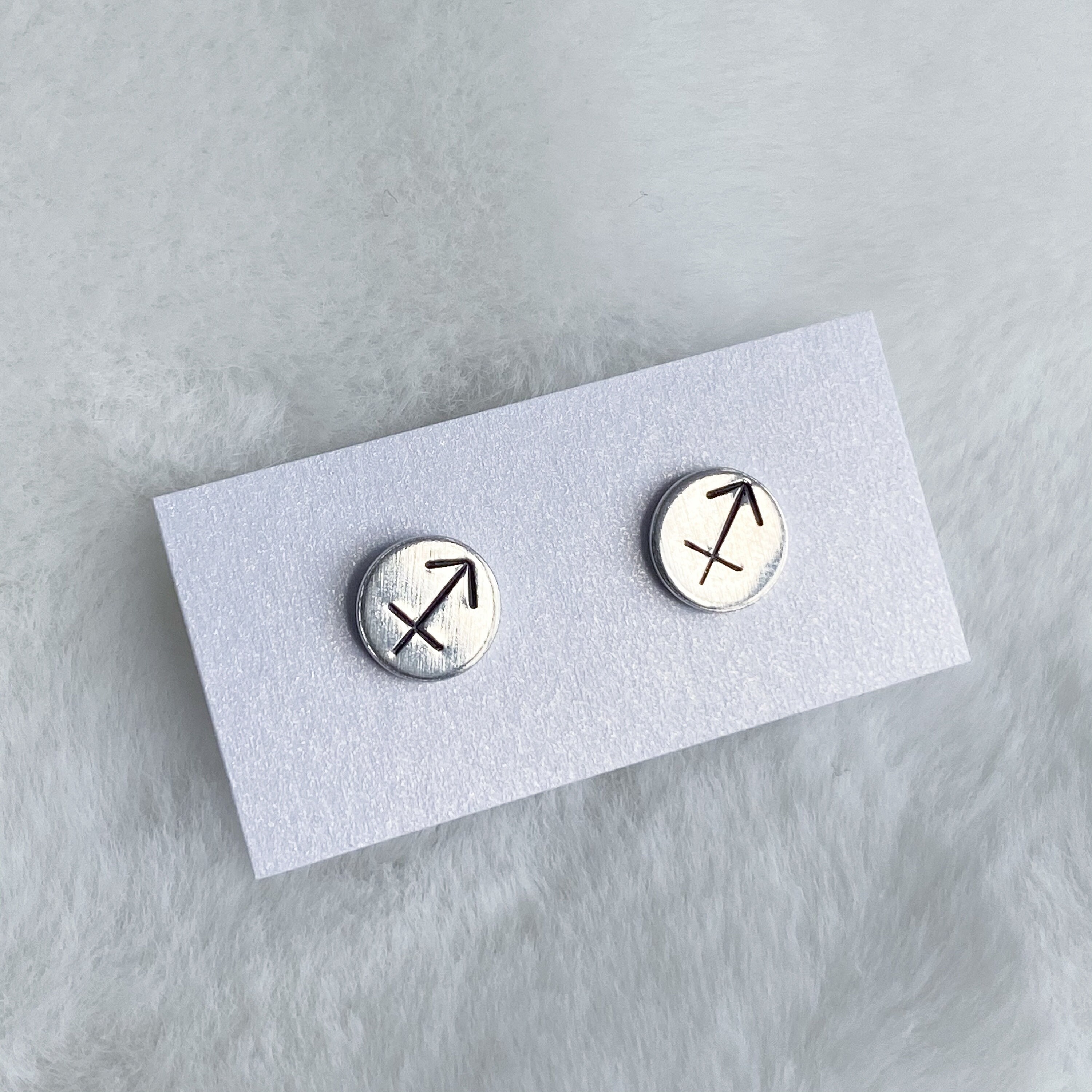 Zodiac Earrings Zodiac Stud Earrings Stamped Star Sign Etsy
