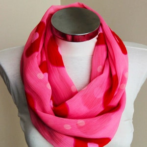 Pink Red Infinity Scarf, Dot Design, Summer Design, Spring Design, Christmas Gift, Circle Scarf, Tube Scarf, Stylish,