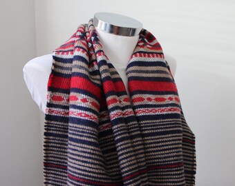 Wool Softly Aztek Design Scarf, Tasseled Wool Blanket Scarf, Striped Design, For Unisex Accessories, Gift For Everybady, Wool Blend Ettol