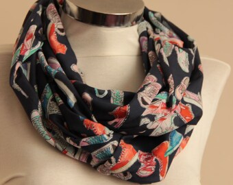 Shoes Pattern Infinity Scarf, Neck Warmer, Organic Cotton Fabric Accessories, Cotton Neck Warmer, Shoes Design Infinity Neck Warmer, Gifts