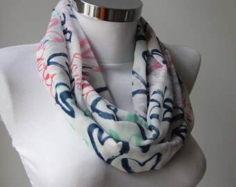 Infinity Scarf, Heart Love Design, Heart Design Chiffon Scarf, Summer Fashion Style, Women Neck Warmer, Trend Accessories, Gift For Her,