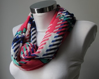 Pink Plaid Infinity Scarf: Trendy Circle Tube Scarf
