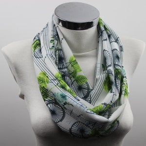 Retro Bicycle Infinity Scarf, Digital Printed Scarf, Christmas Gift, Perfect For Gift, Bicycle Design Scarf, Loop Scarf, Circle Scarf, Gifts