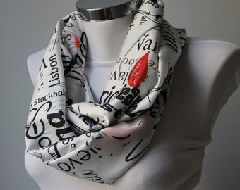 Infinity Scarf, Hand Writing And Lips Design Scarf, Fashion Drawing Design, Tube Scarf, Trendy Design, Best Model Design, Fashion Gift Scarf