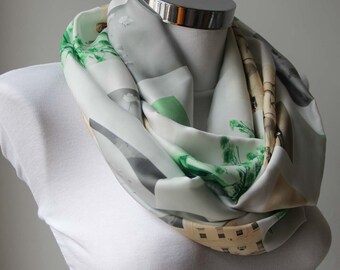 Infinity Scarf, Artistic Photographs Design, Retro Photograps, Circle Scarf, Sateen Fabric, Loop Scarf, Car Photograp, Retro Vase Photograph