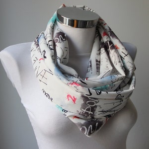Hand Writing Fashion Drawing Design, Infinity Scarf, Circle Neck Warmer, Tube Scarf, Trendy Design, Hand Writing And Symbol Patterned, Gifts
