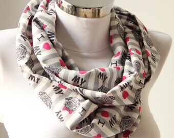 Little Cute Dogs Scarf, Infinity Scarf, Organic Cotton Scarf, Dog Design Scarf, Cotton Fabric, Fashion Dog Scarf, Gift For Her, Xmas Gifts