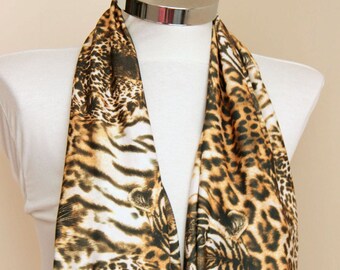 Tiger printed infinity cotton scarf, circle tube tiger printed scarf accessories women fashion christmas cotton scarf infinity loop scarf