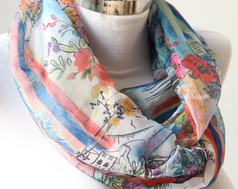 Dreamy Picture Infinity Scarf, Infinity Scarf, Table Design Circle Scarf, Tube Neck Warmer, Spring Fashion, Summer Fashion, Christmas Gift