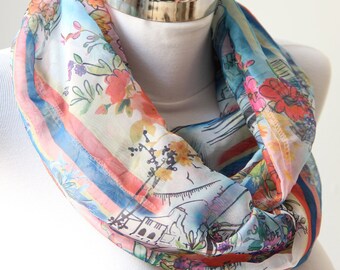 Dreamy Picture Infinity Scarf, Infinity Scarf, Table Design Circle Scarf, Tube Neck Warmer, Spring Fashion, Summer Fashion, Christmas Gift