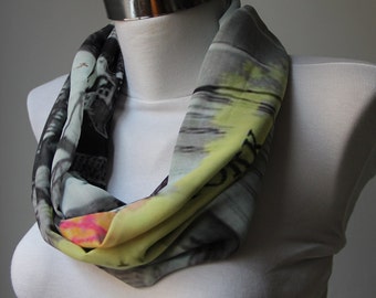 Infinity Scarf, Misty City Edition Pattern, New York City Prented Scarf, Artistic Prented Scarf, Circle Neck Warmer, Chiffon Fabric Gifts