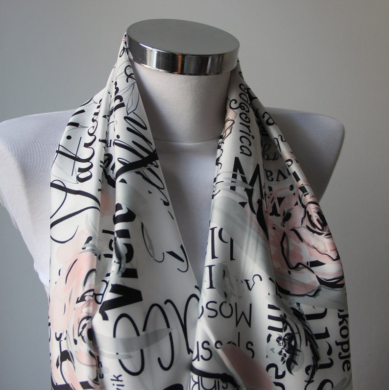 Infinity Scarf, Hand Writing and Lips Design Scarf, Fashion Drawing ...