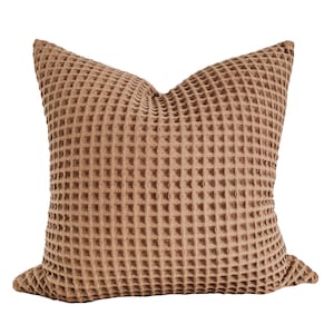 Pillow Cover // textured rust waffle textile, cozy neutral.