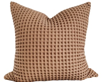 Pillow Cover // textured rust waffle textile, cozy neutral.