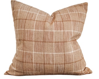 Pillow Cover // textured windowpane checkered textile, cozy neutral.