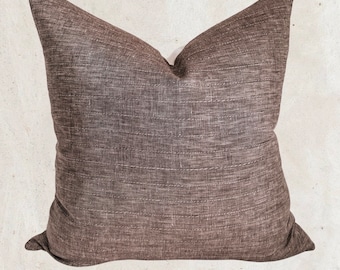 Pillow Cover No. 41 // linen textile, cozy neutral, striped brown.