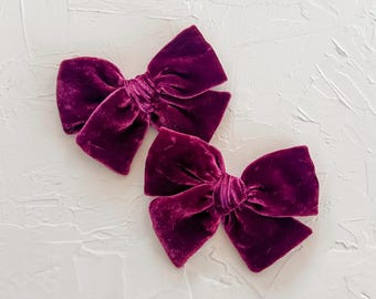 SMITTEN || rich raspberry velvet, handmade for girls. sweet festive romantic valentine bow.