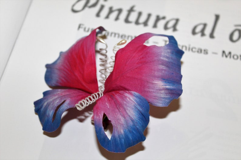 Hair clip Butterfly Child accessory Girl clip Natural Silk headdress Accession Communion Birthday Accessory children/'s photos