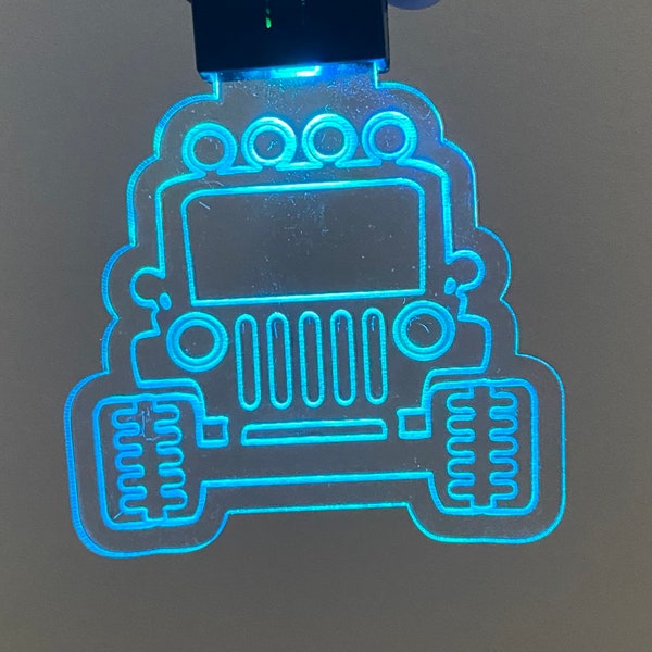 Jeep KeyChain- Rechargeable Light Up Color Changing Jeep Key Chain