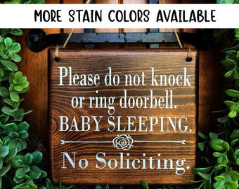 Baby Sleeping Sign, No Soliciting sign, Sleeping Baby Sign, Do Not Disturb Sign, Do Not Ring Doorbell Sign, Door Signs, Door Hangers, baby