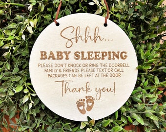 Shhh Baby Sleeping Sign, No Soliciting, Sleeping Baby Sign, Do Not Disturb Sign, Do Not Ring Doorbell Sign, Tired mom sign, Leave packages