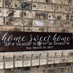 Home Coordinates Sign | Home Sweet Home Sign | Realtor Closing Gift | Family Signs |  Latitude Longitude sign | Wedding gifts | GPS Location