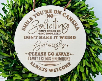 No Soliciting Door Sign, Camera sign, Do Not Disturb Sign, No Solicitation Sign, Do not knock sign, Do Not Disturb, Don't ring doorbell