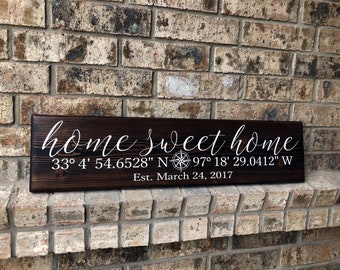 Home Coordinates Sign | Home Sweet Home Sign | Realtor Closing Gift | Family Signs |  Latitude Longitude sign | Wedding gifts | GPS Location