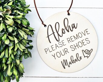 Aloha Remove Shoes Mini Sign, Please Remove Shoes Sign, Mahalo Sign, No Shoes Sign, Shoe free home, Remove Shoes Door Sign, no shoes allowed