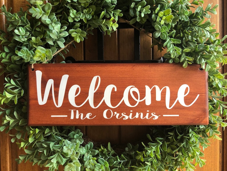 Welcome Sign Welcome Door Sign Personalized Sign Family Name Sign Front Door Sign Personalized Wedding Gift Entry Door Sign image 4