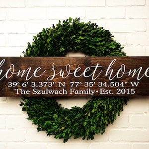 Home Coordinates Sign | Home Sweet Home Sign | Realtor Closing Gift | Family Signs |  Latitude Longitude sign | Wedding gifts | GPS Location