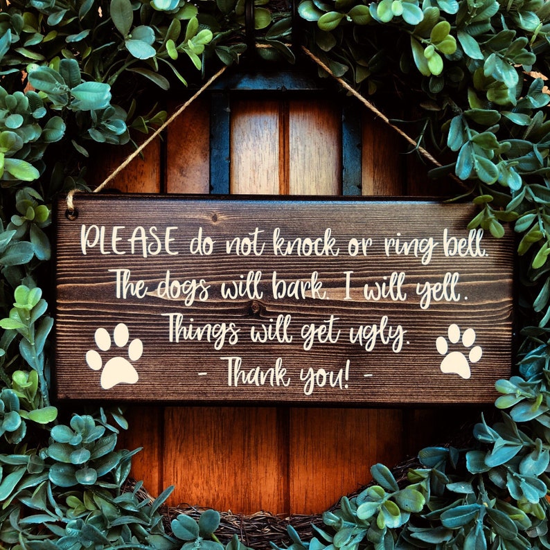 No Soliciting Sign Protective Dog Sign Responsive Dog Sign Etsy