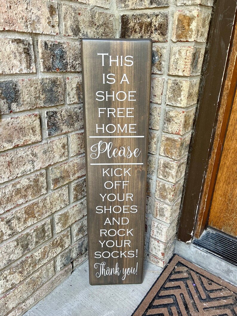 Shoe Free Home Wood Sign, Remove Shoes Please remove Sign, Front Porch Remove Shoes, No Shoes home, No shoes sign, Rock your socks sign image 5