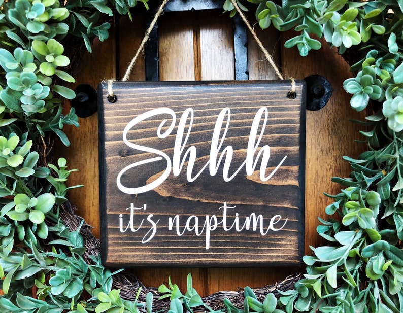 Shhh Its Naptime Naptime Door Sign Baby Gift Baby Shower Sleeping Baby Sign Baby Sleeping Sign New Baby Do Not Disturb Sign