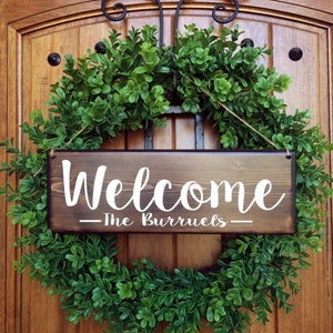 Welcome Sign Welcome Door Sign Personalized Sign Family Name Sign Front Door Sign Personalized Wedding Gift Entry Door Sign image 1